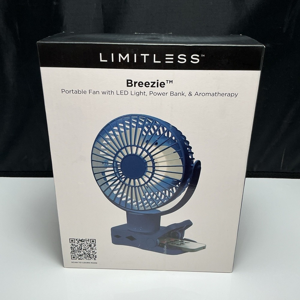 LIMITLESS "Breezie" Portable Fan w/LED Light, Power Bank, & Aromatherapy